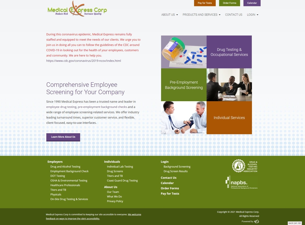 Medical Express Corp. Screenshot